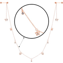 Load image into Gallery viewer, 14G 9/16 Clear Gem Rose Gold Tone Butterfly Dangle Nipple Chain
