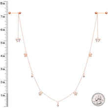 Load image into Gallery viewer, 14G 9/16 Clear Gem Rose Gold Tone Butterfly Dangle Nipple Chain
