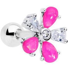Load image into Gallery viewer, 16G 1/4 Pink Faux Opal Flower Cartilage Tragus
