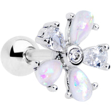 Load image into Gallery viewer, 16G 1/4 White Faux Opal Flower Cartilage Tragus
