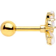 Load image into Gallery viewer, 16G 1/4 White Faux Opal Gold Tone Flower Cartilage Tragus
