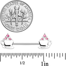 Load image into Gallery viewer, 14G 9/16 Pink Gem Hot Cocoa Barbell Nipple Ring Set
