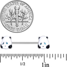 Load image into Gallery viewer, 14G 5/8 Black White Round Panda Barbell Nipple Ring Set
