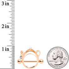 Load image into Gallery viewer, 14G 5/8 Clear Gem Rose Gold Tone Teapot Nipple Shield Set
