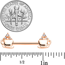 Load image into Gallery viewer, 14G 9/16 Rose Gold Tone Hot Cocoa Barbell Nipple Ring Set
