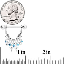 Load image into Gallery viewer, 14G 5/8 Aqua Gem Moons Dangle Nipple Ring Set
