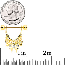 Load image into Gallery viewer, 14G 5/8 Clear Gem Gold Tone Moons Dangle Nipple Ring Set
