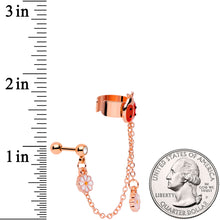 Load image into Gallery viewer, 16G Rose Gold Tone Ladybug Flower Left Cuff Chain Cartilage Ring
