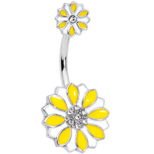 Load image into Gallery viewer, Aurora Gem Yellow White Flower Double Mount Belly Ring
