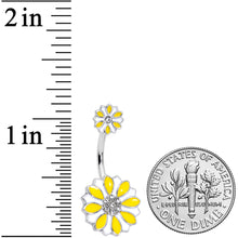 Load image into Gallery viewer, Aurora Gem Yellow White Flower Double Mount Belly Ring
