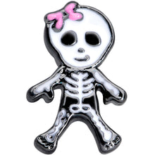 Load image into Gallery viewer, 16G 5/16 Black Skeleton Girl Halloween Labret Monroe Tragus
