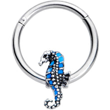 Load image into Gallery viewer, 16G 3/8 Tiny Seahorse Nautical Hinged Segment Ring
