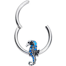 Load image into Gallery viewer, 16G 3/8 Tiny Seahorse Nautical Hinged Segment Ring
