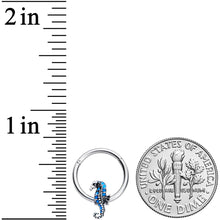 Load image into Gallery viewer, 16G 3/8 Tiny Seahorse Nautical Hinged Segment Ring
