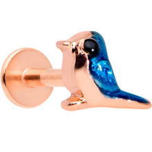 Load image into Gallery viewer, 16G 5/16 Rose Gold Tone Blue Bird Labret Monroe Tragus
