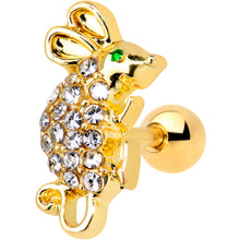 Load image into Gallery viewer, 16G 1/4 Clear Gem Gold Tone Mouse Cartilage  Tragus Earring
