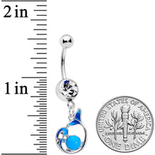 Load image into Gallery viewer, Clear Gem Whale in the Water Nautical Dangle Belly Ring
