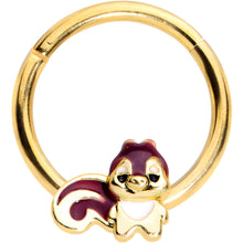 Load image into Gallery viewer, 16G 3/8 Gold Tone Squirrel Hinged Segment Ring
