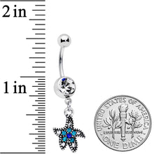 Load image into Gallery viewer, Clear Blue Gem Nautical Starfish Dangle Belly Ring
