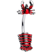 Load image into Gallery viewer, Red Nautical Lobster Double Mount Belly Ring
