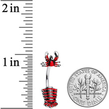 Load image into Gallery viewer, Red Nautical Lobster Double Mount Belly Ring
