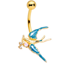 Load image into Gallery viewer, Clear CZ Gem Gold Tone Swallow Bird Belly Ring

