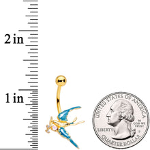 Load image into Gallery viewer, Clear CZ Gem Gold Tone Swallow Bird Belly Ring
