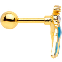 Load image into Gallery viewer, 16G 1/4 White Faux Opal Gold Tone Swallow Bird Cartilage Tragus
