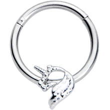 Load image into Gallery viewer, 16G 3/8 Silhouette Unicorn Hinged Segment Ring
