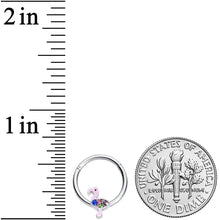 Load image into Gallery viewer, 16G 3/8 Pink Blue Green Funky Flamingo Hinged Segment Ring
