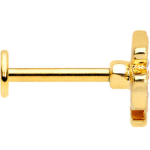 Load image into Gallery viewer, 16G 5/16 Clear Gem Gold Tone Shamrock Labret Monroe Tragus

