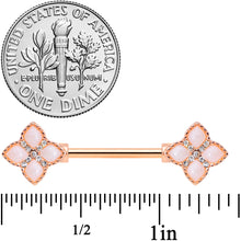 Load image into Gallery viewer, 14G 5/8 Clear Gem Rose Gold Tone Rhombus Barbell Nipple Ring Set
