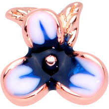 Load image into Gallery viewer, 20G 5/16 Rose Gold Tone Blue White Flower L Shaped Nose Ring

