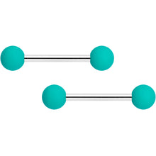 Load image into Gallery viewer, 14G 9/16 Thoroughly Teal Matte Barbell Nipple Ring Set
