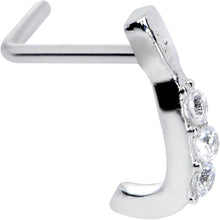 Load image into Gallery viewer, 20G 5/16 Clear CZ Gem Trio Graceful Faux Hoop L Shaped Nose Ring
