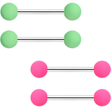 Load image into Gallery viewer, 14G 9/16 Mint Green Hot Pink Matte Barbell Nipple Ring Set of 4
