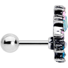 Load image into Gallery viewer, 16G Blue Pink Green Gem Fan Flower Cartilage Tragus Earring
