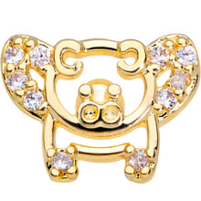 Load image into Gallery viewer, 16G 5/16 Clear Gem Gold Tone Flying Pigs Labret Monroe Tragus

