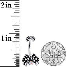 Load image into Gallery viewer, Aurora Gem Angel Wings Double Mount Belly Ring
