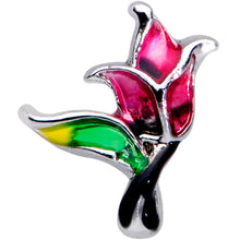 Load image into Gallery viewer, 16G 5/16 Green Purple Tropical Flower Labret Monroe Tragus
