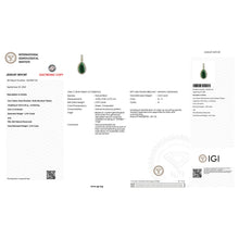 Load image into Gallery viewer, IGI Certified 3.22 Carat Genuine Zambian Emerald and White Diamond 14K Yellow Gold Pendant

