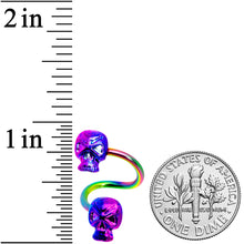 Load image into Gallery viewer, Rainbow Plated Scary Skull Spiral Twister Belly Ring
