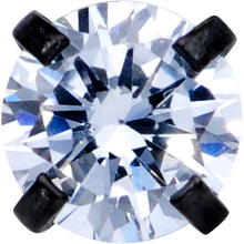 Load image into Gallery viewer, 16G 1/4 CZ Gem Black 3mm Threadless Push In Labret Tragus
