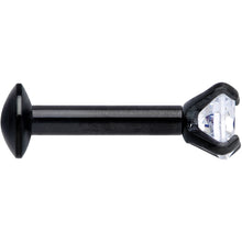 Load image into Gallery viewer, 16G 1/4 CZ Gem Black 3mm Threadless Push In Labret Tragus
