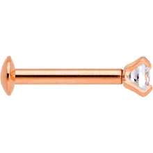 Load image into Gallery viewer, 16G 5/16 CZ Rose Gold PVD 3mm Threadless Push In Labret Tragus
