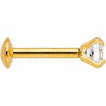 Load image into Gallery viewer, 18G 1/4 CZ Gem Gold PVD 3mm Threadless Push In Labret Tragus
