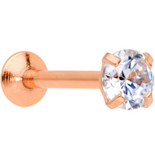Load image into Gallery viewer, 18G 5/16 CZ Rose Gold PVD 3mm Threadless Push In Labret Tragus
