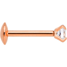 Load image into Gallery viewer, 20G 1/4 CZ Gem Rose Gold PVD 2mm Threadless Push In Labret Tragus
