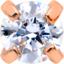 Load image into Gallery viewer, 20G 5/16 CZ Rose Gold PVD 2mm Threadless Push In Labret Tragus
