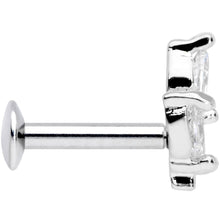 Load image into Gallery viewer, 16G 1/4 CZ Gem Leaf Threadless Push In Labret Tragus
